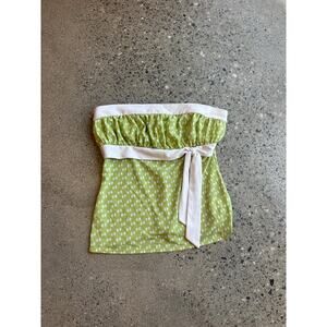 Trixxi Women’s L Top Green Polka Dot Strapless Tube Top Y2K Babydoll